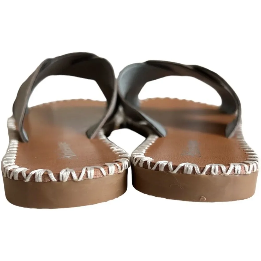 Antelope Gray Crisscross Femi Leather Women Sandals, 38/US8